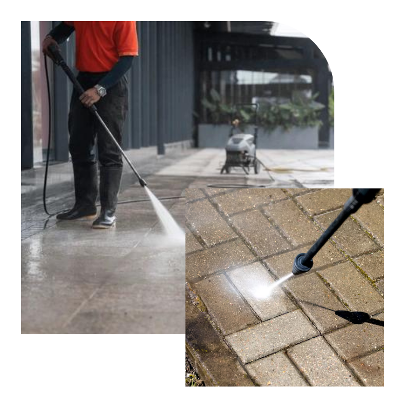 High-pressure washing concrete surfaces for effective stain removal in Sydney.